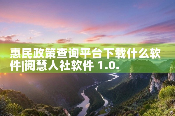 惠民政策查询平台下载什么软件